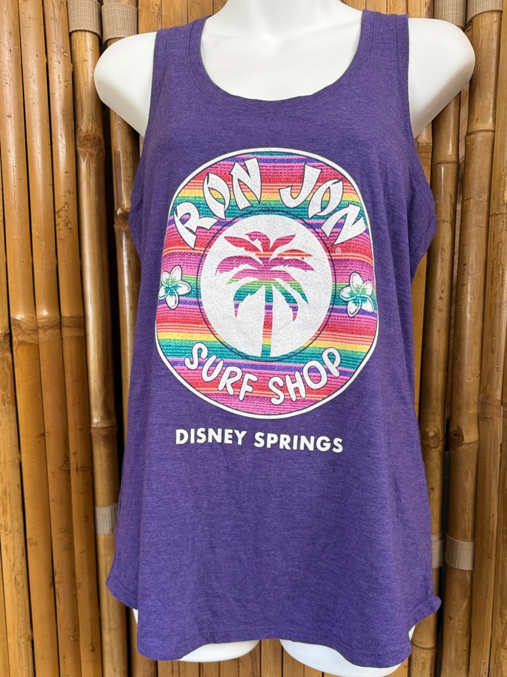 Ron Jon Purple Tank Top with Multicolor Surf Shop Logo Size M  NWT